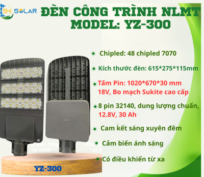 Đèn Đường Năng Lượng Mặt Trời Cao Áp YZ 300