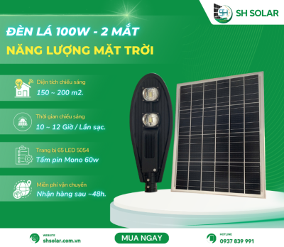 Đèn lá 100w năng lượng mặt trời (2 mắt LED) SBJ-100