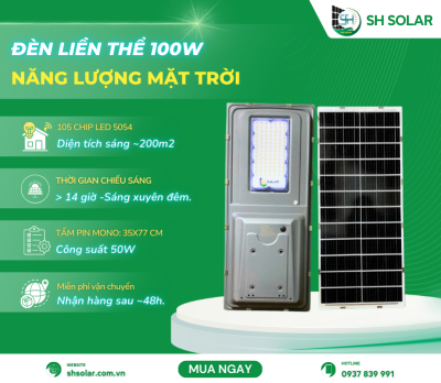 Đèn năng lượng mặt trời liền thể 100W
