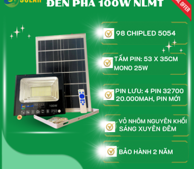 ĐÈN PHA VUÔNG 100W NLMT CHIPLED 5054 HÀNG THÁO KÍNH