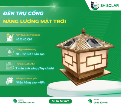 Đèn trụ cổng năng lượng mặt trời 40x40