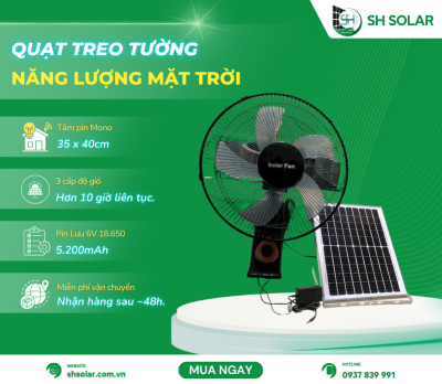 Quạt treo tường năng lượng mặt trời 9V