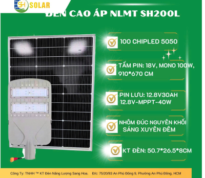 Đèn Đường Năng Lượng Mặt Trời Cao Áp SH200L