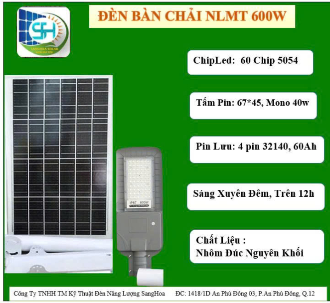 ĐÈN BÀN CHẢI NLMT 600W