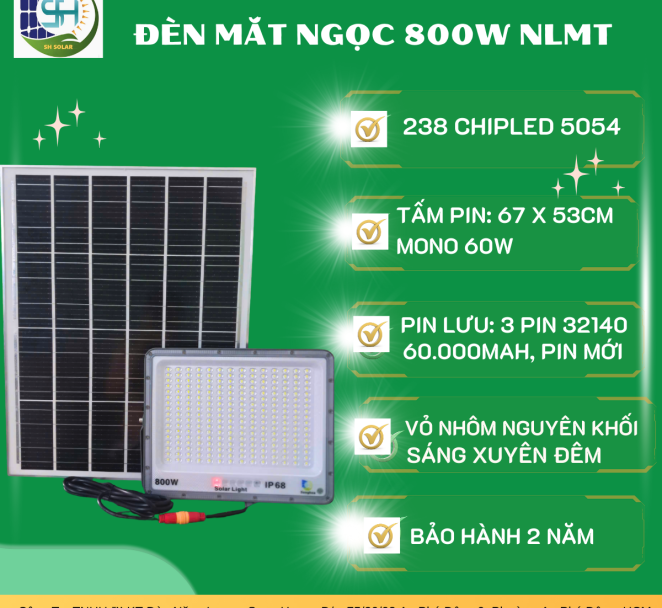 ĐÈN MẮT NGỌC SH 800W CHỐNG CHÓI CHIPLED 5054