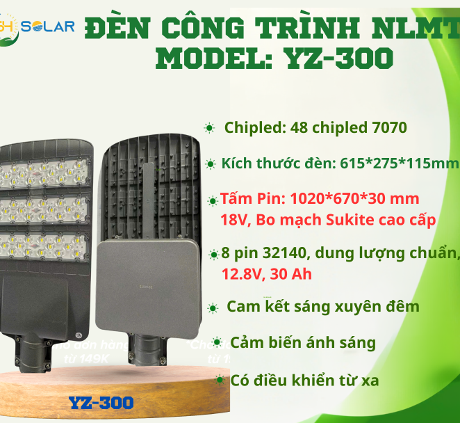 Đèn Đường Năng Lượng Mặt Trời Cao Áp YZ 300