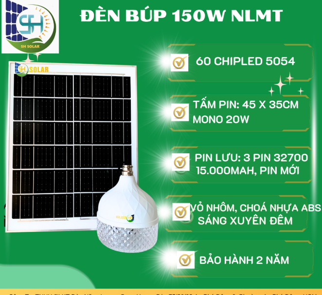 ĐÈN BÚP KIM CƯƠNG 150W NÂNG CẤP CHIPLED 5054 NLMT SH SOLAR