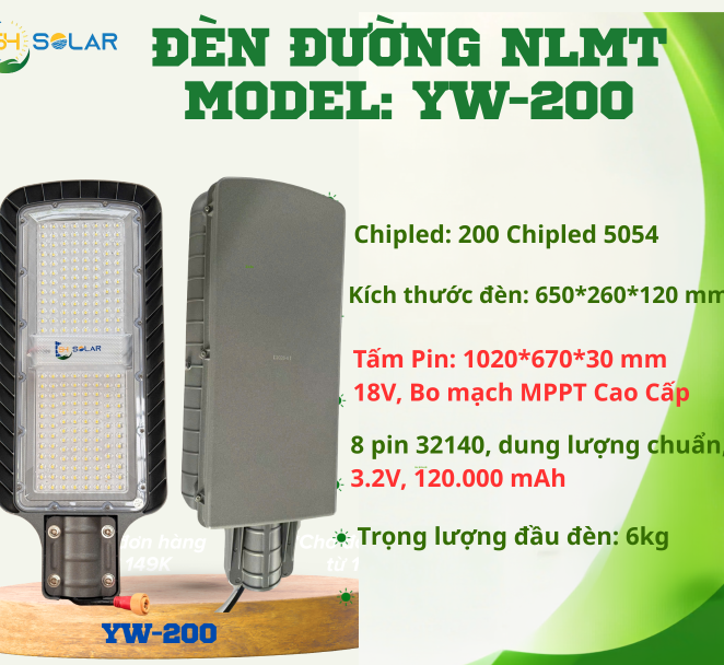 Đèn Cao Áp Năng Lượng Mặt Trời YW200 SH Solar
