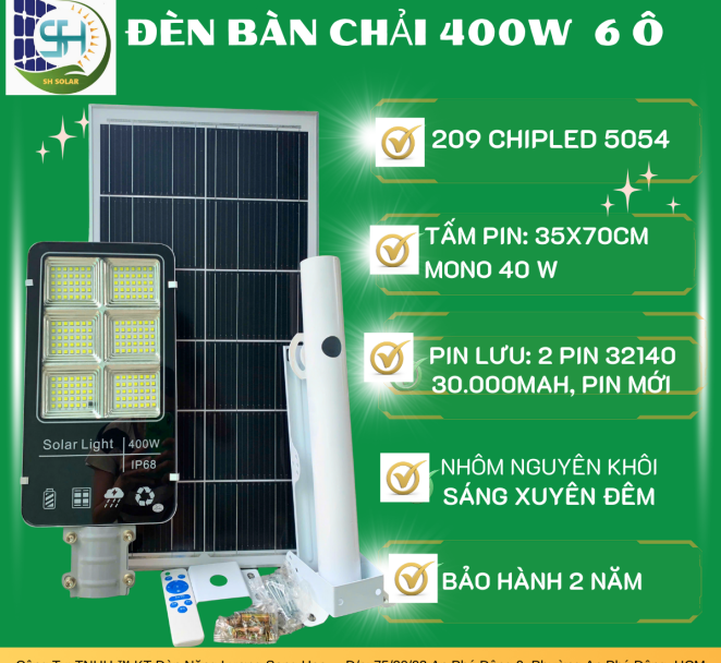 ĐÈN BÀN CHẢI 400W 6 Ô NĂNG LƯỢNG MẶT TRỜI