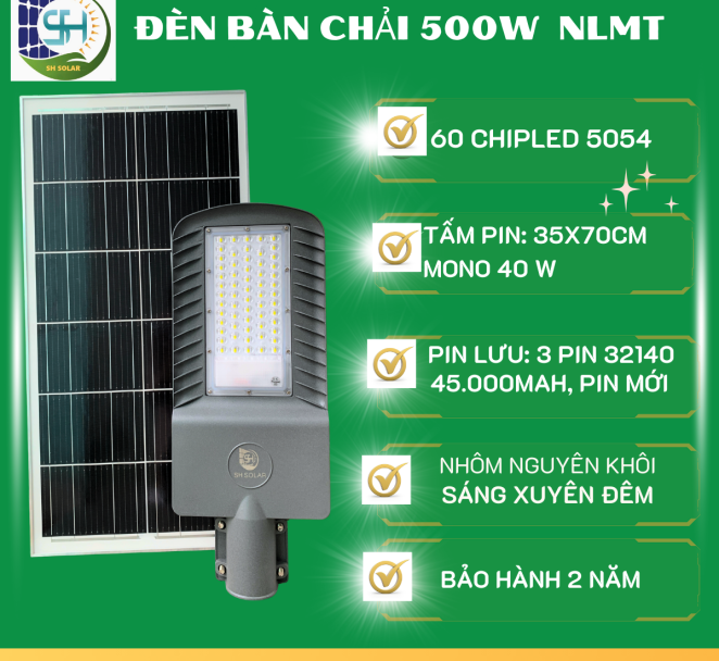 ĐÈN BÀN CHẢI 500W NĂNG LƯỢNG MẶT TRỜI 