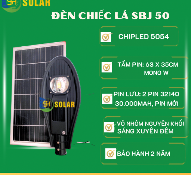 ĐÈN NĂNG LƯỢNG CHIẾC LÁ 1 MẮT MÃ SBJ-50