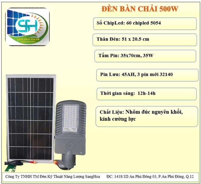 ĐÈN BÀN CHẢI NLMT 500W