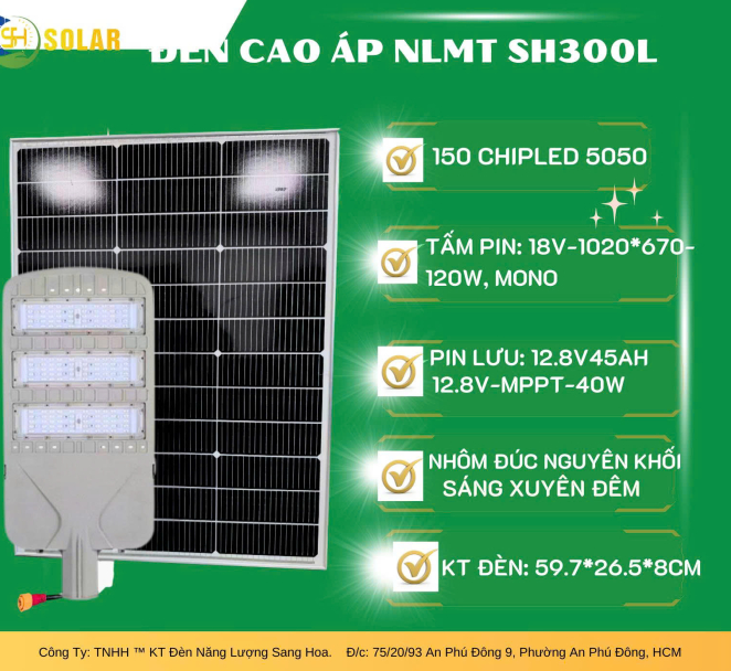 Đèn Đường Năng Lượng Mặt Trời Cao Áp SH300L