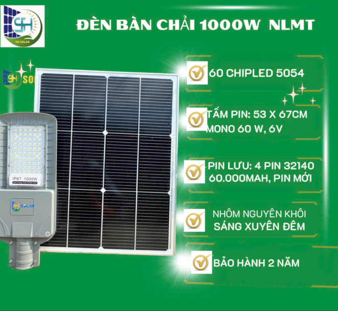 Đèn đường năng lượng mặt trời 1000w SH-BC1000